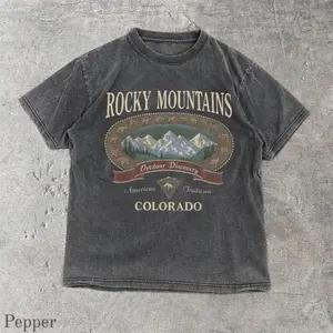 (Sale Off Up To 50%) Vintage Rocky Mountains Colorado T-Shirt, Outdoor Discovery Graphic Tee, 90s Mountain Hiking Shirt,  Ivory Nature Top