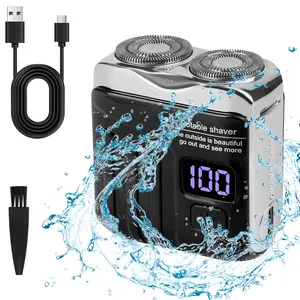 Portable Electric Shaver for Men – 2-Blade Cordless Waterproof, USB Rechargeable Suitcase Design, Mustache Razo