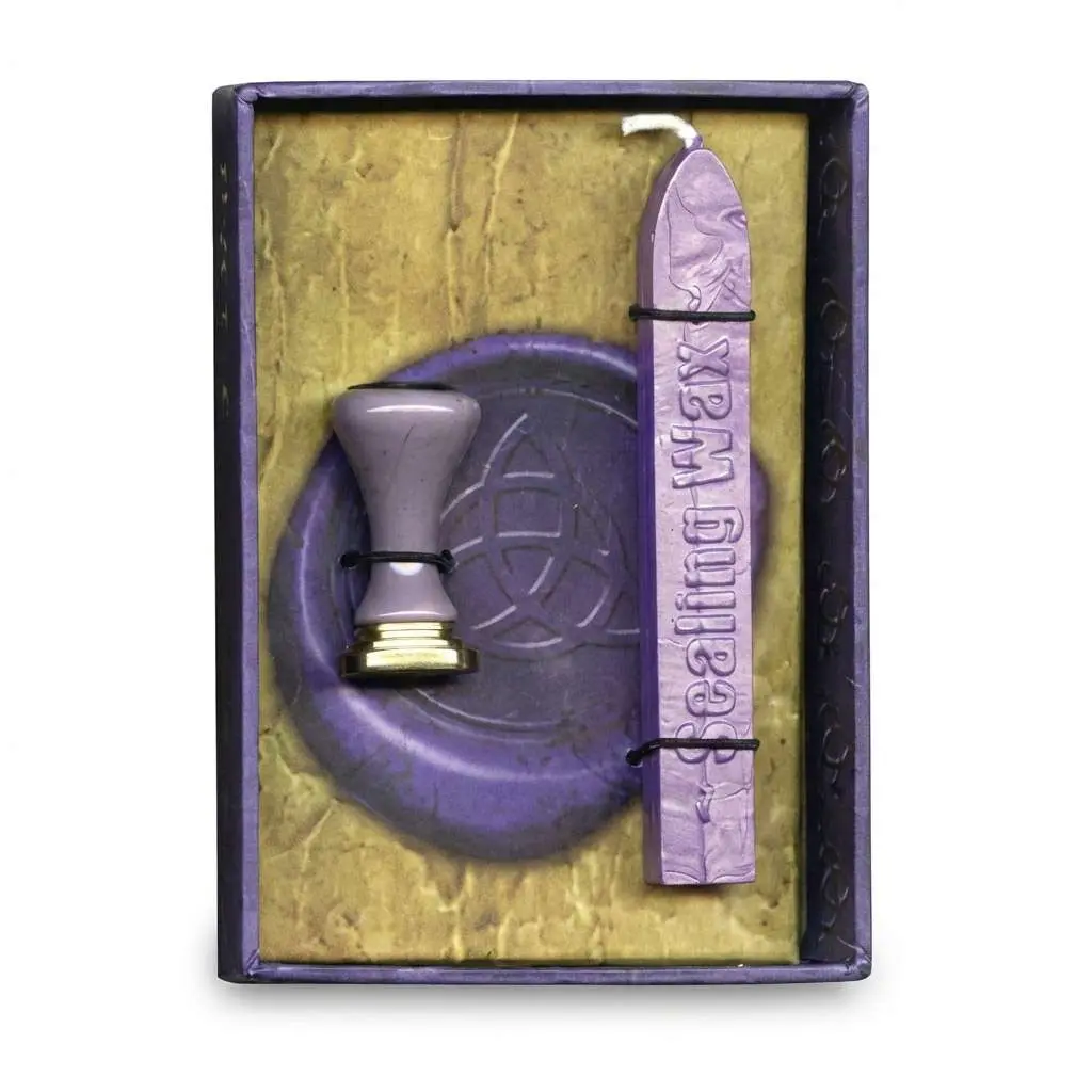 Triquetra Sealing Wax Kit — Celtic Trinity Knot Purple Wax Stamp Set