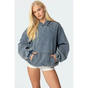 Marney Oversized Studded Denim Hoodie