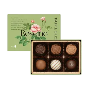 MARY'S Roseine Truffle Chocolate Gift Box - 6pc Assorted Flavors, Valentine's Day Limited Edition, Caramel Vanilla Hazelnut Black Tea Milk Chocolate, Premium Gift for Her