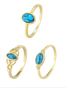 Turquoise Texture Decor Ring, Fashion Accessories for Women & Girls, Elegant Jewelry for Party, Daily Clothing Decor, for Birthday Gift