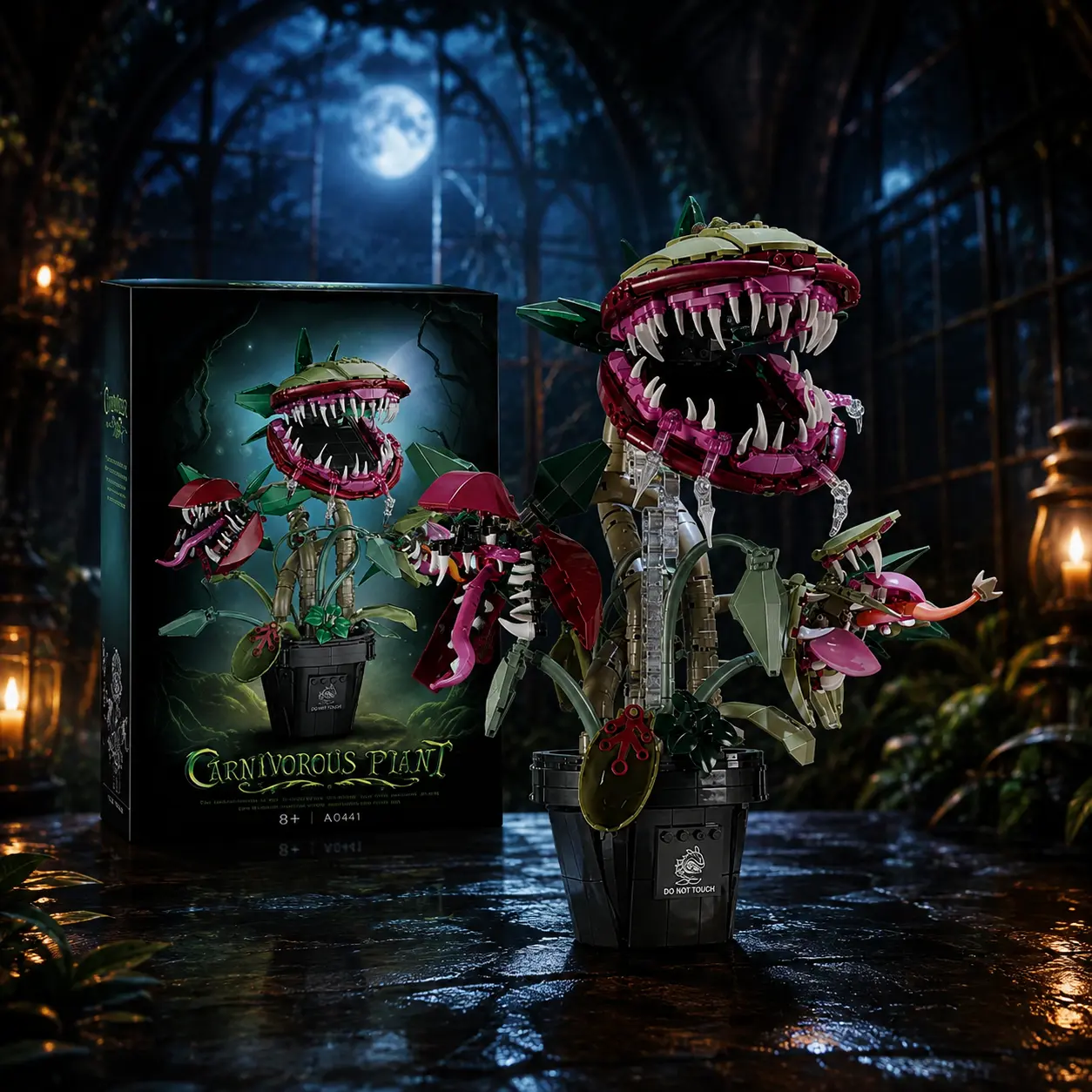 1118PCS Carnivorous Plant Building Block Set, Gothic Monster Flower Model Kit for Adults, Halloween Dark Fantasy Room Decor, DIY Puzzle Gift for Plant Lovers brick