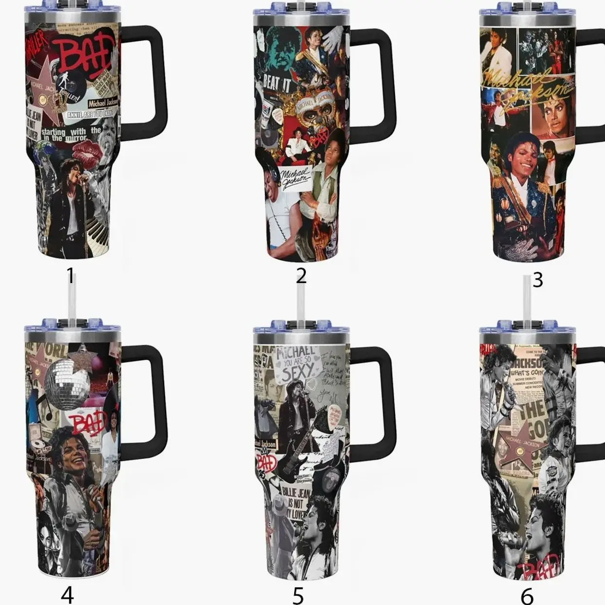 Michael Jackson King of Pop 40oz Tumbler with Handle | Stainless Steel Insulated Travel Mug, Leakproof Lid, Gift for MJ Fans