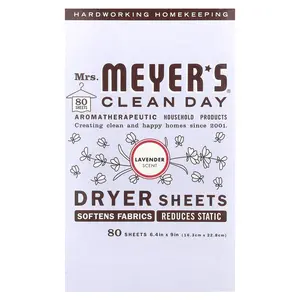 Mrs. Meyers Clean Day Dryer Sheets, Lavender, 80 Sheets