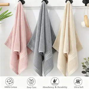 3 Pack Large Hand Towels Bathroom, 29.53*12.78 Inches, 100% Cotton, Large & Lighter, Lighter Weight, Super Soft, Absorbent, Perfect Bathroom wash Towels