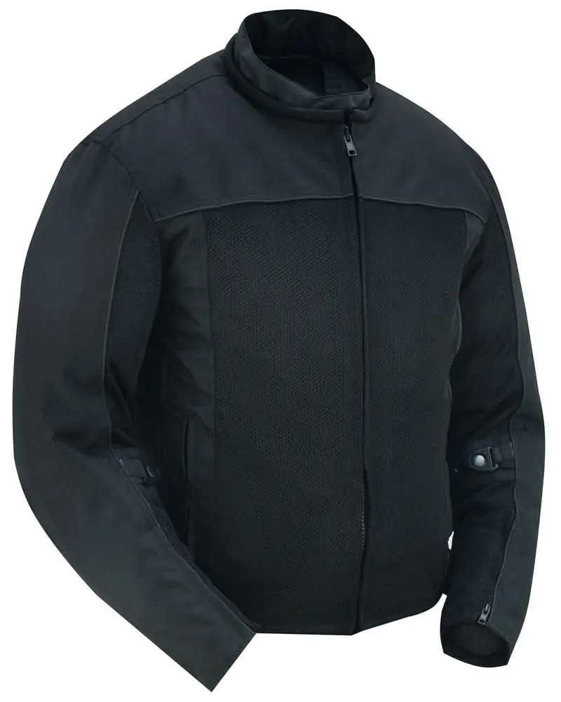RENEGADE CLASSICS Men's Long Sleeve Mesh Motorcycle Jacket with Reflective Stripe, Protective Armor & Removable Waterproof and Insulated Liners, Zip, No