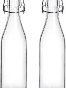 2 Pack Swing Top Glass Bottles 16oz, Flip Top Glass Bottle with Airtight Lid for Fermentation, Kombucha, Mead, Vanilla Extract, Coquito, Vinegar, Beer, Kefir, Wine, Soda, Juice, Oil for Home Brewing