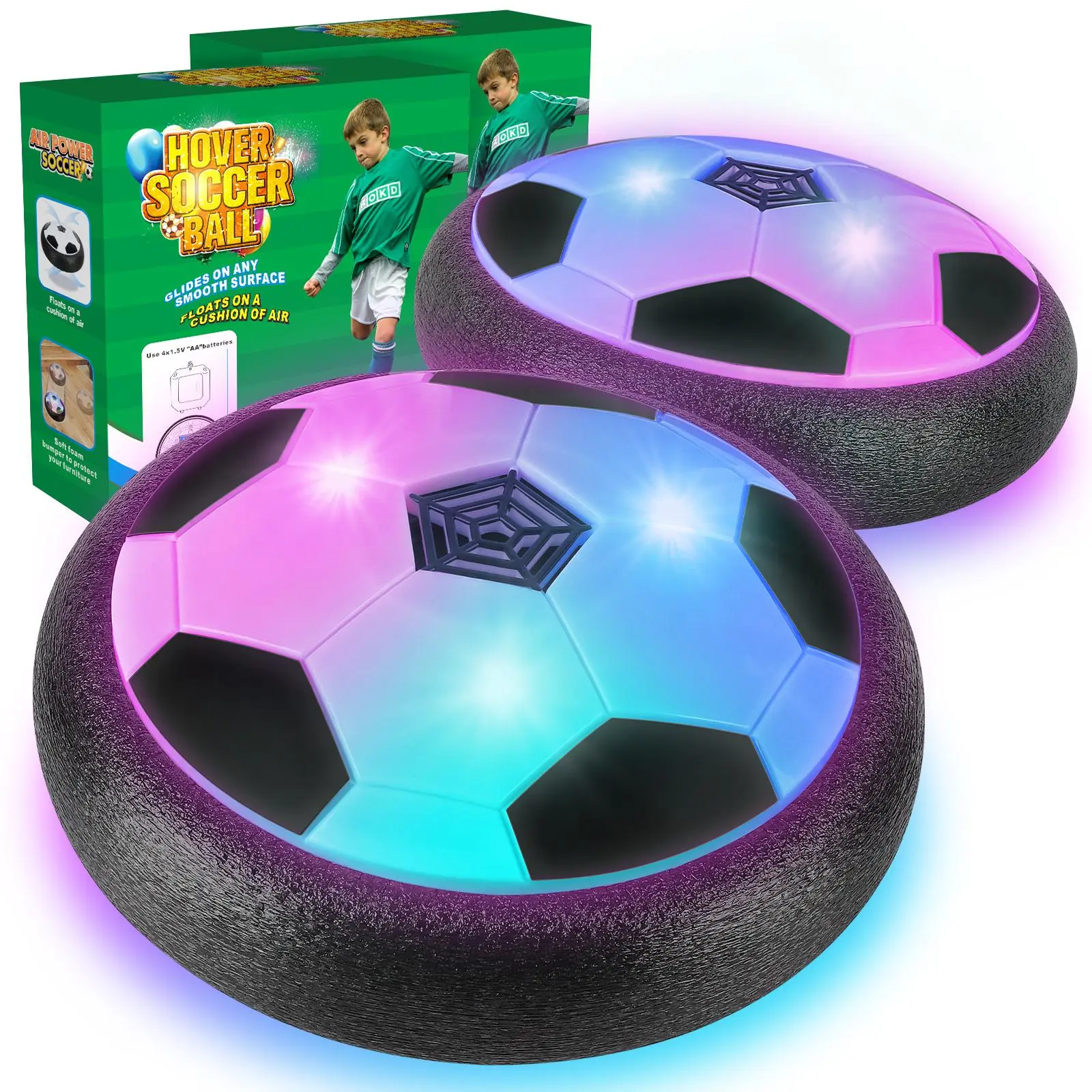 Set of 1 Light Up LED Soccer Ball Toys, Hover Toys for Boys Girls 4-7 8-12, Stocking Stuffers for Kids Neon Flying Orb Ball Foam Ball