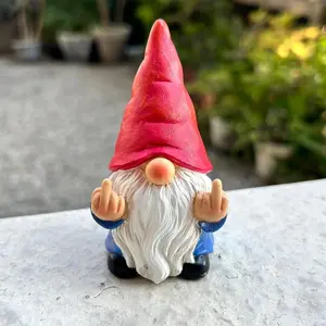 Middle finger dwarf mini, double bird dwarf - courtyard lawn decoration and home decoration, mischievous and funny outdoor decoration of fairy tale garden