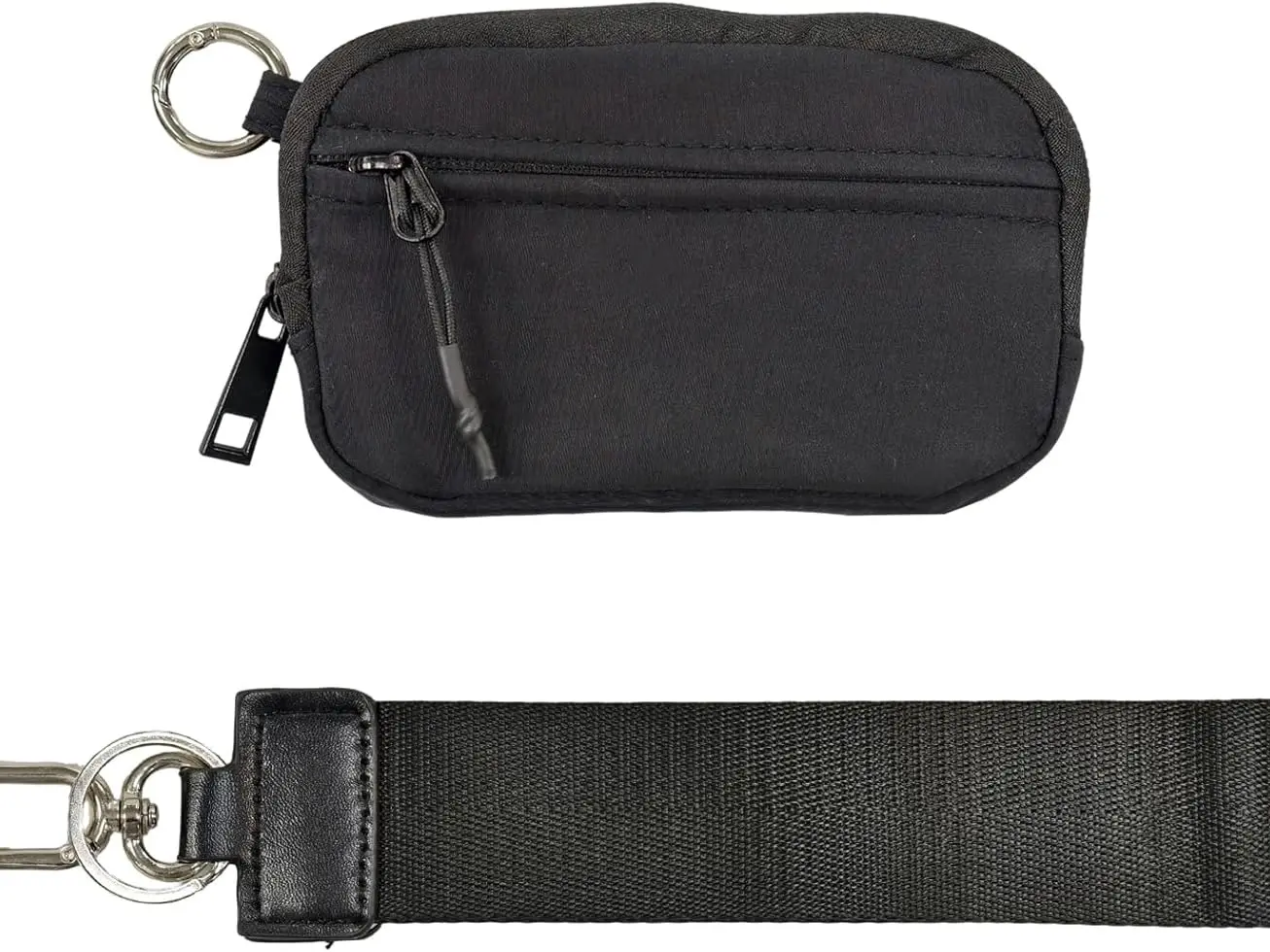 The Iris' Wallet 2nd Gen, 6×3.6" The Iris Pouch Wristlet, Zippered Card Case With Id Window/Hand strap (black)