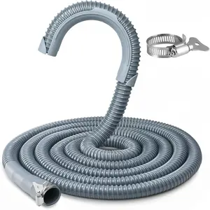 Universal Washing Machine Drain Hose, 10 Feet Corrugated Flexible Washing Machine Drain Hose, Suitable for Whirlpool, General Electric, Kenmore, Installation Washing Machine Drain Hose, Includes Drain Pipe, Clips, and Hooks