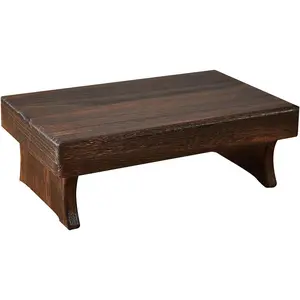 Wood Step Stool, Portable Rectangle Bed Stool, Small Step Ladder for Kitchen & Bathroom, Foot Rest Stool Under Desk, Large Surface, Strong and Durable