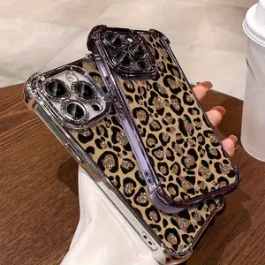 Fashionable shiny leopard print pattern new four corner anti drop phone case for iphone 11 11pro 11pro max,12 12pro 12pro max,13 13pro 13promax,14 14pro 14pro max 14plus,15 15pro 15plus 15pro max,16 16pro 16plus 16pro max, Phone case
