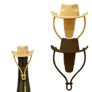 2 Counts Cowboy Hat Wine Stoppers – Fun Silicone Bottle Stoppers Keep Wine Fresh – Novelty Kitchen Gadgets & Cute Wine Accessories Home Bar Accessories