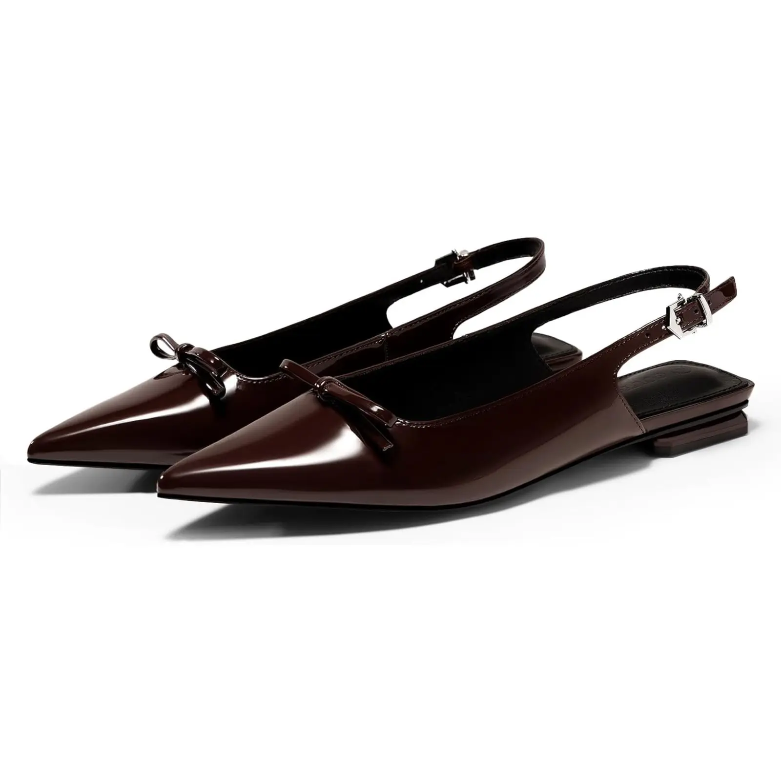 Coutgo Womens Slingback Flats Bow Slip on Dress Shoes Buckle Comfortable Ballet Flats Pointed Toe Flat Party Work Shoes