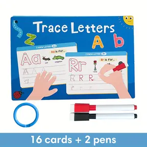 Reusable Tracing Letters A-Z Upper & Lower Case, Kids Pen Control Training Cards, Preschool Alphabet Tool, Erasable Handwriting Practice Set for Children