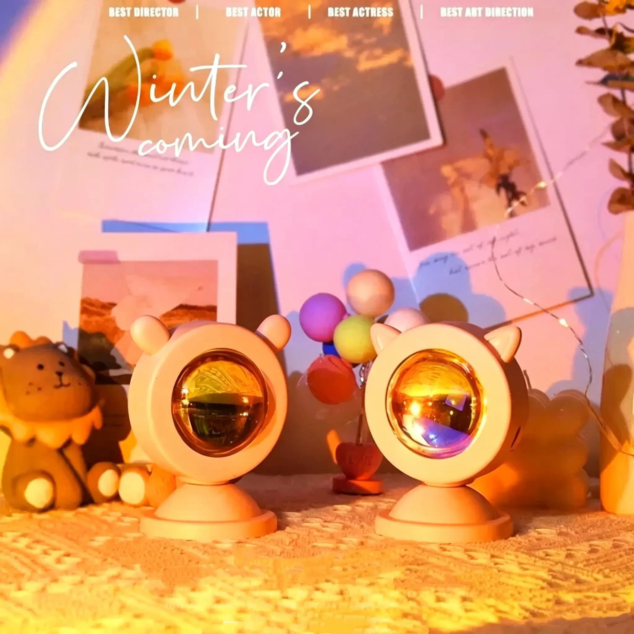 Sunset projector with multi-color changing night light. Suitable for bedrooms, photography, parties, TikTok live streaming, and room decoration. A sunlight lamp.