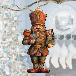 Designocracy 8611059 5 x 5.5 x 0.25 in. Nutcracker with Clara Wooden Christmas Decor Ornaments
