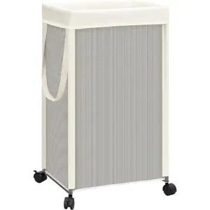Laundry Hamper with Wheels, 90L (23.7 Gal) Large Tall Rolling Laundry Basket with Removable and Washable Liner Bag, Aesthetic Dirty Clothes Hamper for College, Dorm,