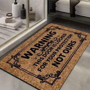 1pc 'Warning: This Door Has Been Reinforced for Your Safety Not for Our "humorous Welcome Mats Entrance Floor Mats Entrance Area Carpets and Home Decorations