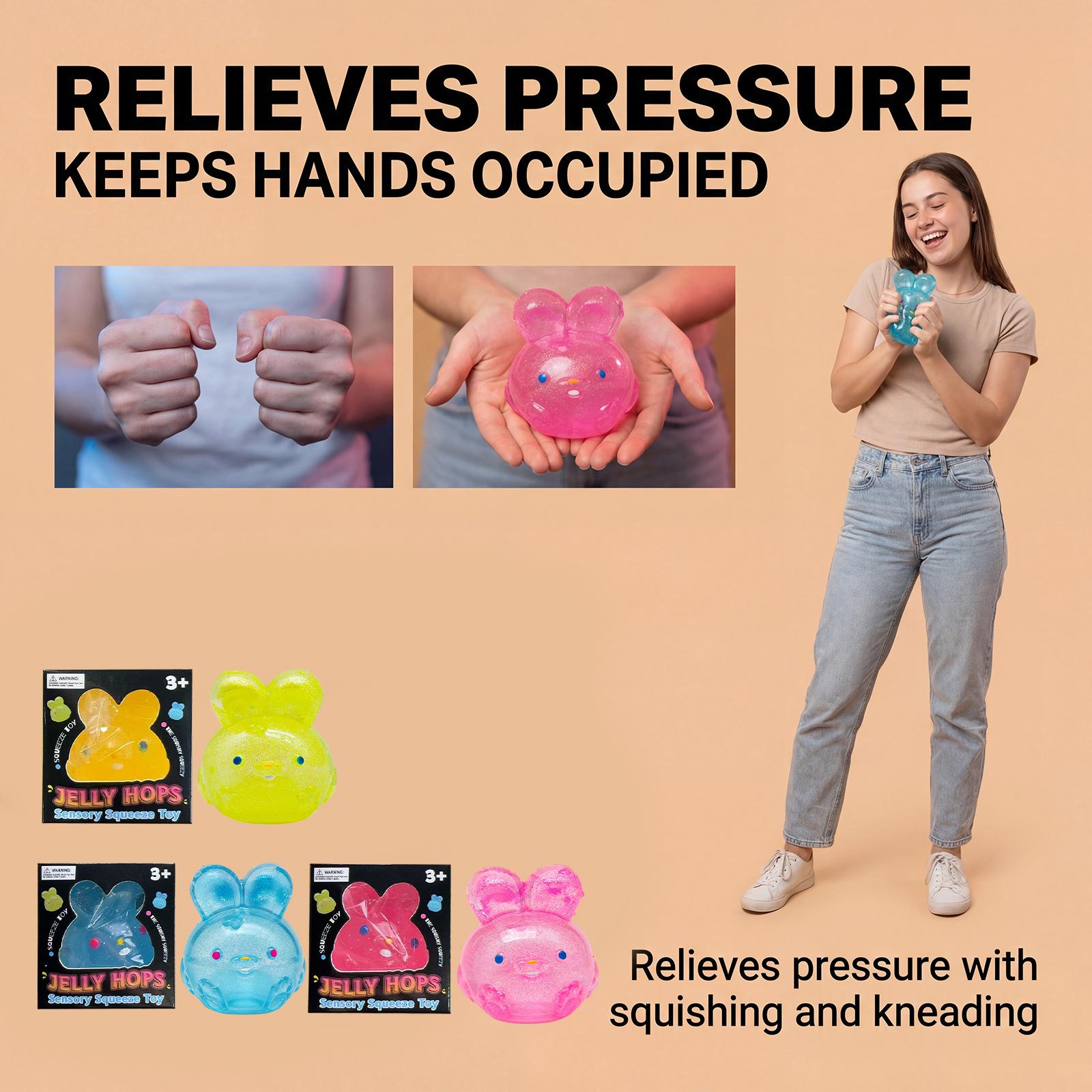 Bunny squishy toys, glitter sensory squeeze stress relief toys for kids and adults, soft Easter basket fillers, cute rabbit fidget toys for boys and girls, toddler party favors, stocking stuffers, goodie bag fillers, classroom prizes