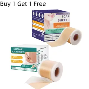 2 Pack Silicone Scar Sheets (1.6"x 59" Roll-1.5M), Silicone Scar Tape for Scar Removal Treatment, Reusable Silicone Scar Strips for C-Section, Keloid, Burn, Acne, Surgical Scars Keloid Bump Removal Reusable