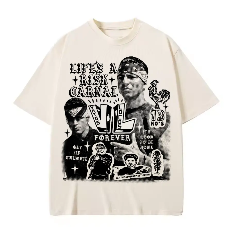 Vatos Locos World Crewneck Shirt, Chicanos Clothing, Mexican Movie T-Shirt, Fashion Cotton, Full Size, Full Colors Top Womenswear