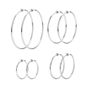 Women’s stainless steel clip-on earrings, faux/clip-on earrings, spring (snap) earrings, non-pierced earrings