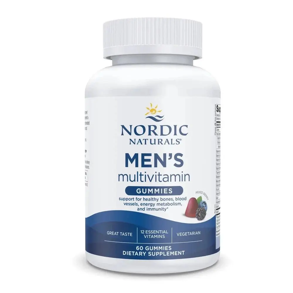 Nordic Naturals Men's Chewable Multivitamin Gummies - Mixed Berry Flavor, 60 Gummies, Supports Daily Nutrition, Energy, Heart Health & Bone Health