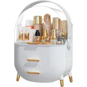 Makeup Organizer Skincare Organizers - Cosmetic Display Cases with Transparent Cover, Skincare Organizers for Bathroom Countertop, Bedroom Vanity Desk, Lipstick Organizer, White