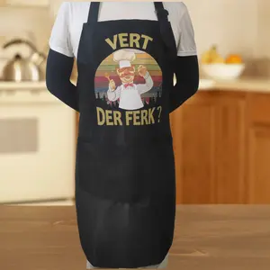 Funny Puppet Chef Apron,1 Count Unisex BBQ Apron With Adjustable Neck Strap &3 Pockets, Apron for Men&Women,Christmas Gift, Kitchen Apron, Novelty Cooking Aprons, Gift for Mother & Wife,[Green Quality Home]