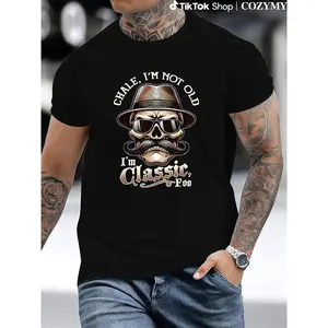 Men's "I'm Not Old, I'm Classic Foo" Graphic Tee - Funny Cholo Chicano Lowrider Design, Black Cotton Short Sleeve T-Shirt, Casual Round Neck, Machine Washable, Allseason Apparel | Playful Design | Graphic Print Shirt