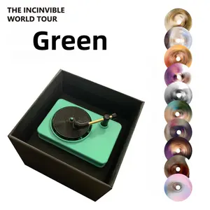 Oloey Metal Record Player Shaped Car Air Outlet Decoration with Wind-Powered Rotation and Turntable Fresh Design