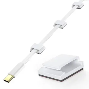 Ethernet  Clips, 100 count Adhesive Wire Clips, Flat Cord Clips Small  Holder Management for  Wall Flat Ethernet Network Cord Organizer, Decoration Fairy Light Sticky Hooks, White