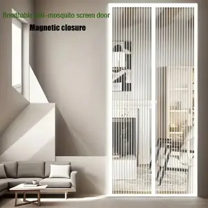 Summer White Magnetic Door Curtain Mosquito Proof Breathable Gauze Pet Friendly No Drilling Installation for Outdoor Balcony Courtyard Doors