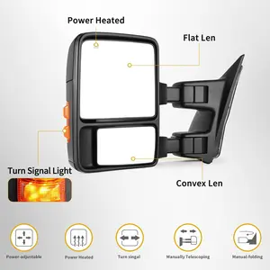 OEDRO Towing Mirrors compatible for 1999-2007 Ford F250 F350 F450 F550 Super Duty Tow Mirror Power Heated with Turn Signal Light