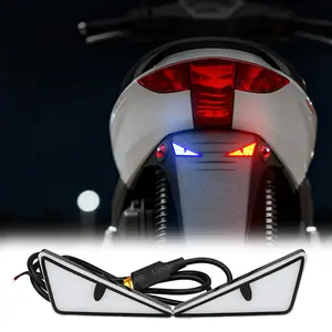 2pcs Motorcycle License Plate Lights Dual Color LED Devil Eye Lights, Turn Signal Flashing Light, Triangle Tail Light Car Decoration Lamp, Motorcycle Parts, Motor Parts Accessories