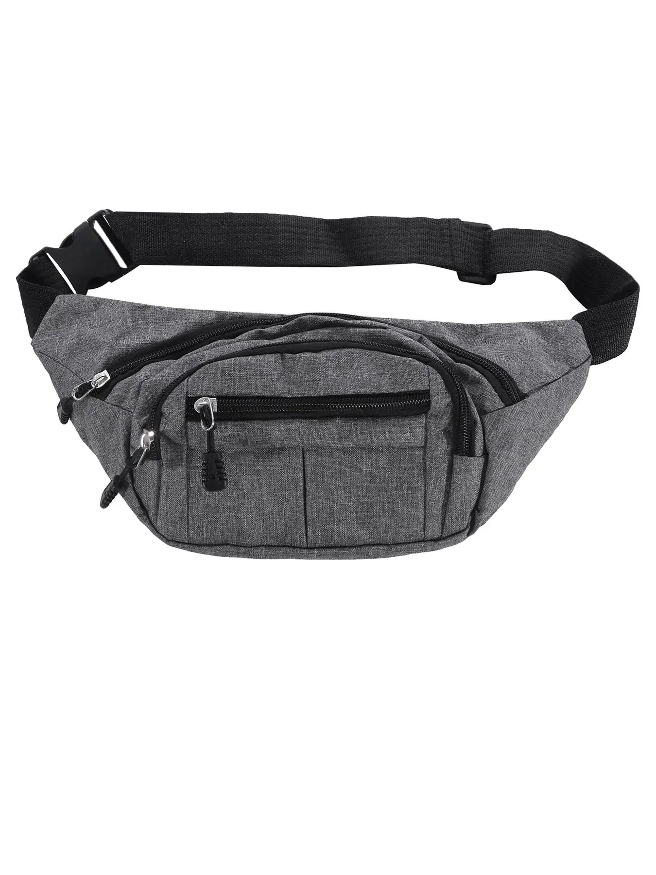 1 Piece Men's Sports Large Capacity Fanny Pack, Multi-pocket Wear-resistant Zipper Belt Bag, Casual Plain Sports Waist Bag for Outdoor