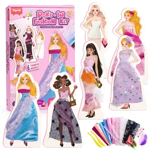 JoyCat Poke-in Fashion Designer Kit for Girls, 3D Castle Princess Dress Up DIY Set, No-Sew DIY Craft Toys, Paper Craft Kits, Mess-Free Creative Activity, Arts and Crafts & Birthday Gift for Girls