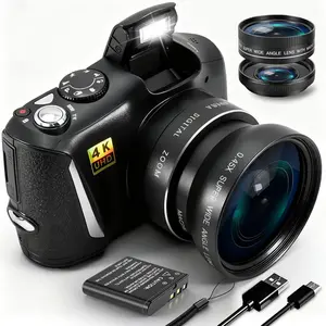 Digital Camera with Macro & Wide Angle Lens 48MP 4K Autofocus Vlogging Camera for Photography 3.0 Inch Screen Compact Camera for Beginners Teens with Rechargeable
