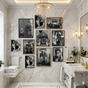 Funny Bathroom Poster, Vintage Cinema-Style Art Print, Humorous Restroom Wall Decor, Classic Black & White Aesthetic, Ideal Gift for Him framed unframe poster