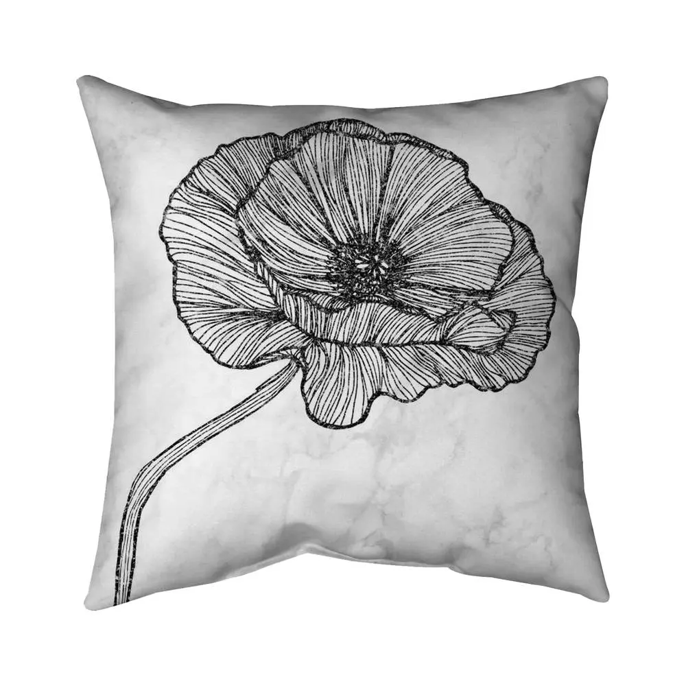 360 Stand 20x20" Black Poppy Flower Throw Pillow - Polyester Print, Botanical Look, Durable, UV Resistant, Weather Resistant Cushion for Indoor/Patio Home Decor Accessory, Durable Cushions, Uv Resistant Cushions