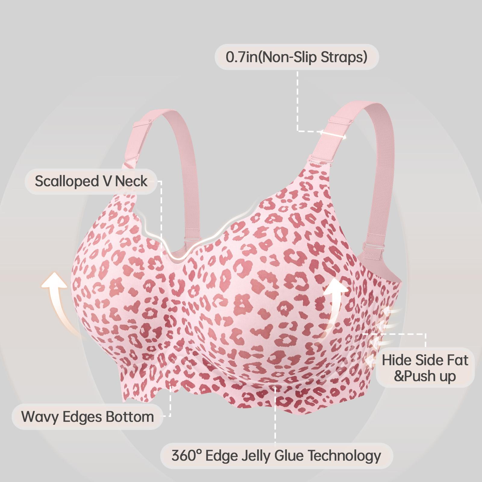 OEAK Jelly Bras for Women No Underwire Scalloped Push Up Wireless Bralettes Seamless Soft Comfort Everyday Tshirt Bra