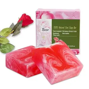 2 PCS Yoni Soap Bars for Women, 100% Handmade Natural PH Balanced & V Cleansing Soap for Women, All Natural Odor Remover with Bubble Foam Net, Yoni Wash Away Odor Deodorant 3.53oz/100g (pink)