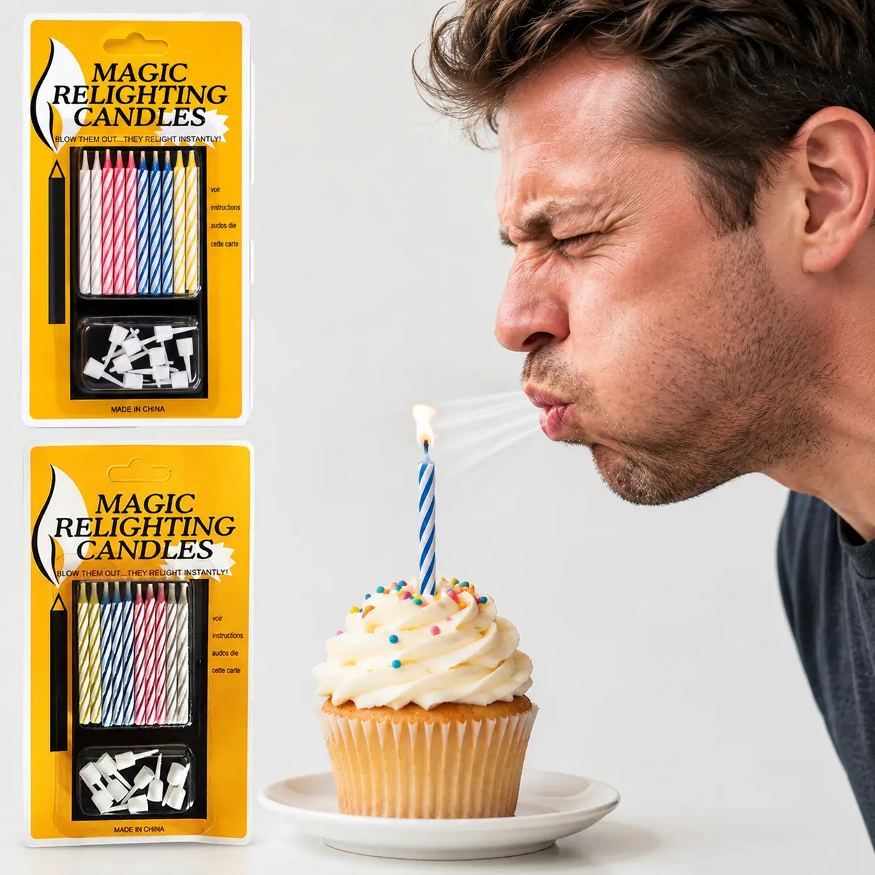 Trick Relighting Birthday Candles, Magic Self Relight Cake Candles, Prank Novelty Candle for Birthday and April Fools Day (20)