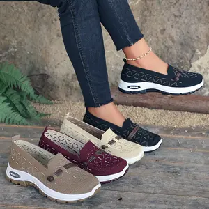 Women Walking Shoes Platform | Canvas Upper Injection-Molded Sole  Wide Toe Box Slip-On | Comfortable Chunky Sole Daily Sneakers