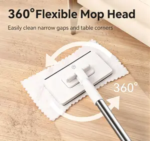 Snap grip mini mop with Four Cloths - 100cm Handle - 16cm x 8.5cm Head - 39.37in - 6.3in - 3.35in - Random Colors - 4 Pieces, Kitchen, Tool,summervibes