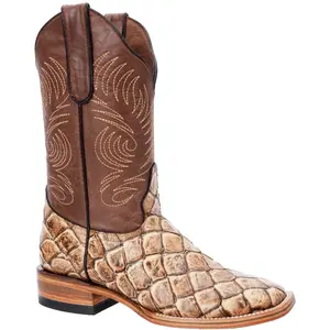 Fish Print Boots Square Toe