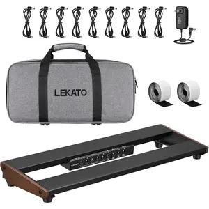 LEKATO Guitar Pedal Board with Built-in Power Supply 9 Outputs & USB Port Case